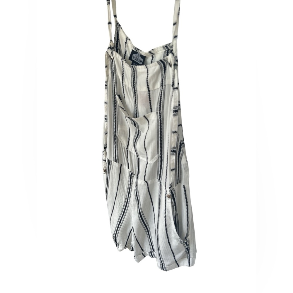 Angie white and black striped romper  size medium